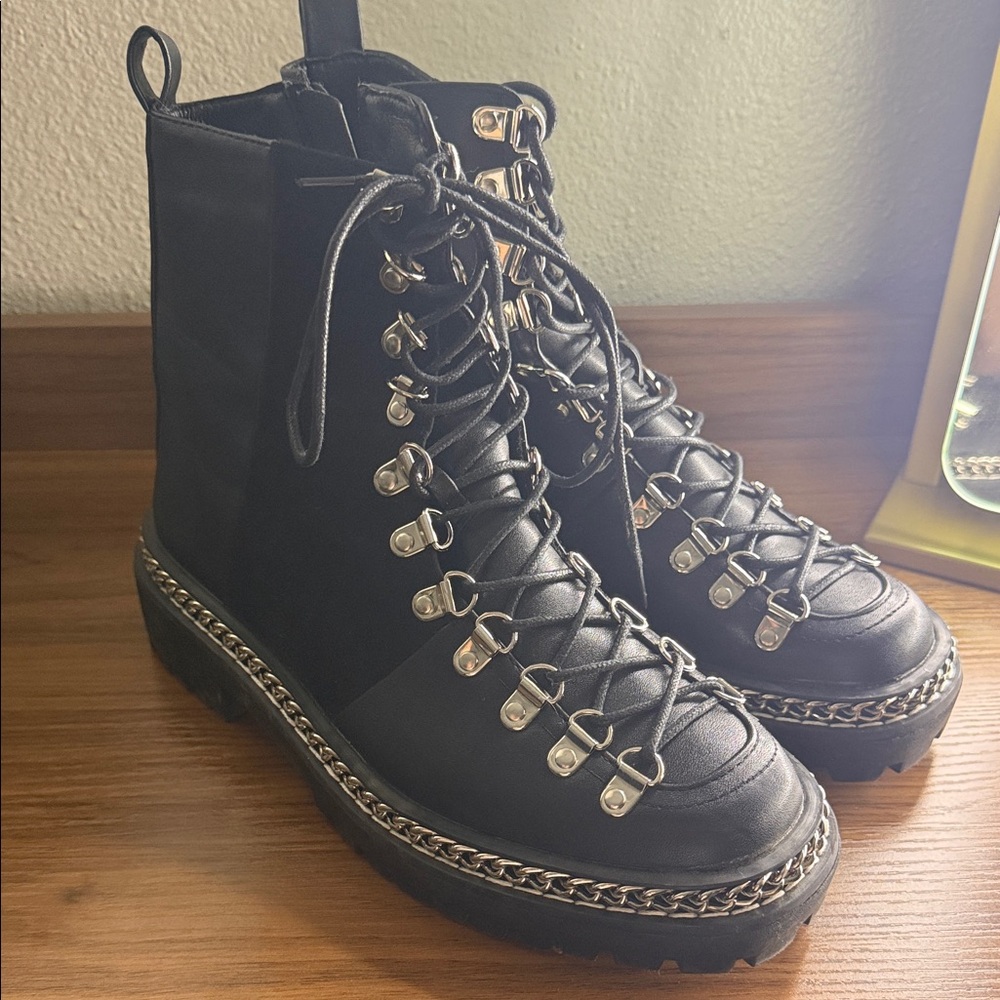 Black Lace-Up Women's Boots